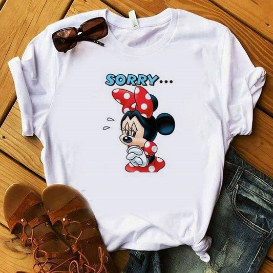 Women's T-Shirt Minnie Sorry by ToroModa  https://www.toromoda.com/products/women-s-tshirt-sorry  Women's T-shirt with round neckline and free cut. Combines well with elegant, sporty-elegant and casual wear. The t-shirts falls freely on the body.