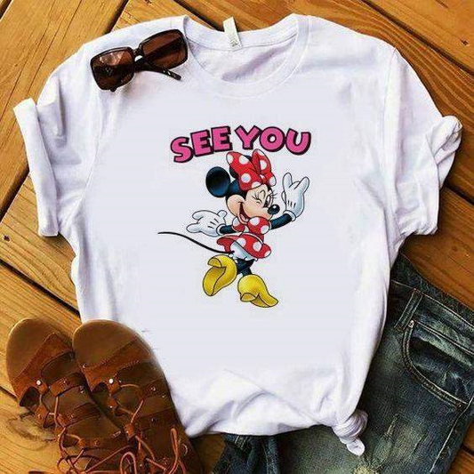 Women's T-Shirt Minnie Mouse see you by ToroModa  https://www.toromoda.com/products/women-s-tshirt-minnie-mouse-see-you  Women's T-shirt with round neckline and free cut. Combines well with elegant, sporty-elegant and casual wear. The t-shirts falls freely on the body.