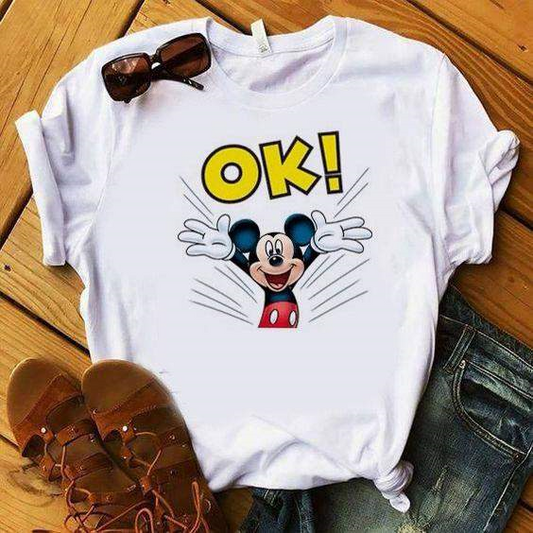 Women's T-Shirt Mickey Mouse OK by ToroModa  https://www.toromoda.com/products/women-s-tshirt-mickey-mouse-ok  Women's T-shirt with round neckline and free cut. Combines well with elegant, sporty-elegant and casual wear. The t-shirts falls freely on the body.