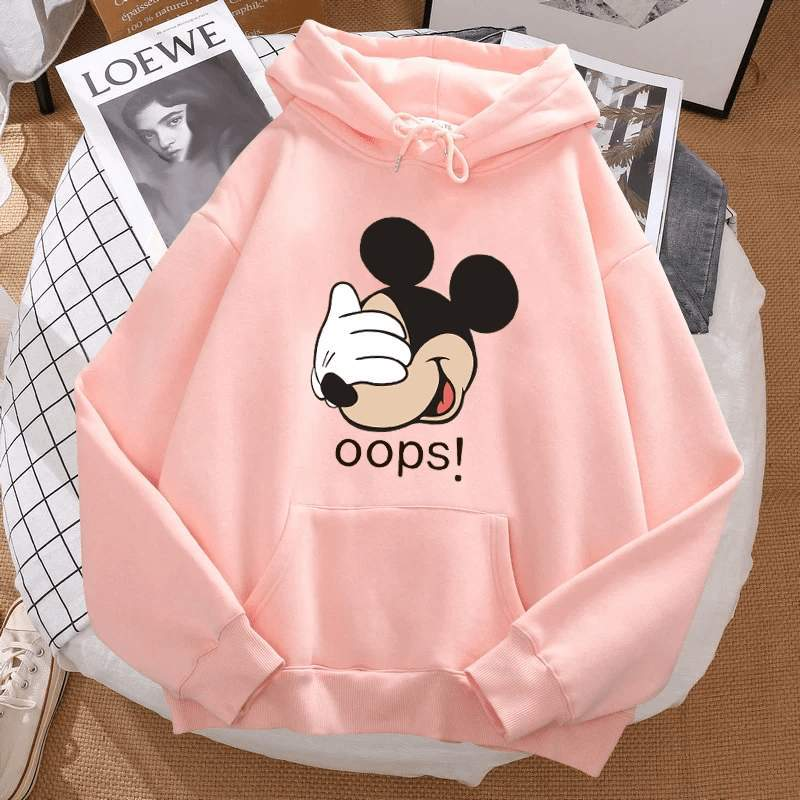 Women's Hoodie Mickey Oops - ToroModa  https://www.toromoda.com/products/womens-hoodie-mickey-oops  The hoodie have light cotton wool on the inside. The hoodie are extremely soft and provide maximum comfort and warmth during winter days.