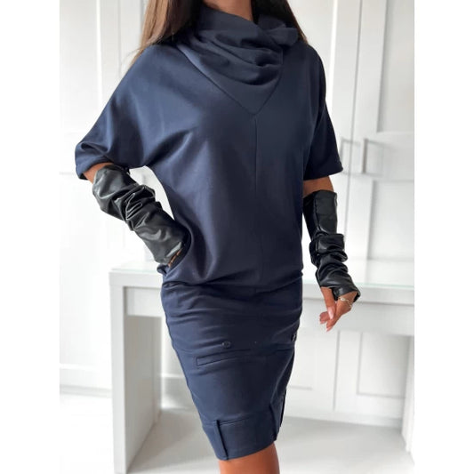 Dress with leather gloves and Pants  https://www.toromoda.com/products/womans-dress-with-leather-gloves-reverse-pants  Beautiful, stylish dress with a effect gathered collar. Unique inverted pants cut, side pockets and a beautifully crafted slit at the back.