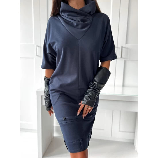 Dress with leather gloves and Pants  https://www.toromoda.com/products/womans-dress-with-leather-gloves-reverse-pants  Beautiful, stylish dress with a effect gathered collar. Unique inverted pants cut, side pockets and a beautifully crafted slit at the back.