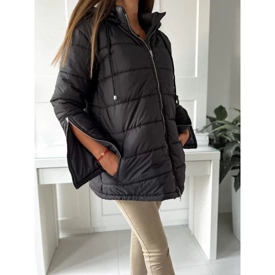 Winter Hooded Jacket - ToroModa  https://www.toromoda.com/products/women-s-winter-hooded-jacket  Mid length winter jacket, flared bell cut, detachable hood with zip.Active zippers on the sleeves, two side pockets. This jacket is designed to keep you warm...