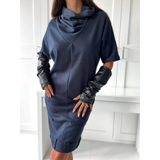 Dress with leather gloves and Pants  https://www.toromoda.com/products/womans-dress-with-leather-gloves-reverse-pants  Beautiful, stylish dress with a effect gathered collar. Unique inverted pants cut, side pockets and a beautifully crafted slit at the back.