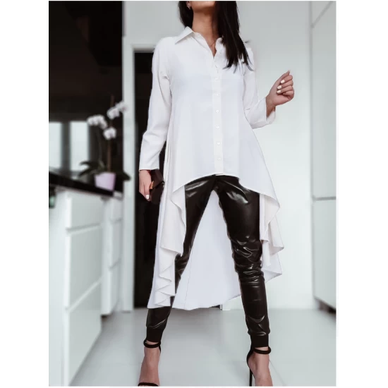 Womens White Shirt Dress made by ToroModa  https://www.toromoda.com/products/womens-white-shirt-dress  Unique shirt with extra long back, button fastening, straight long sleeve and button to adjust the length.Spectacular writing on the back