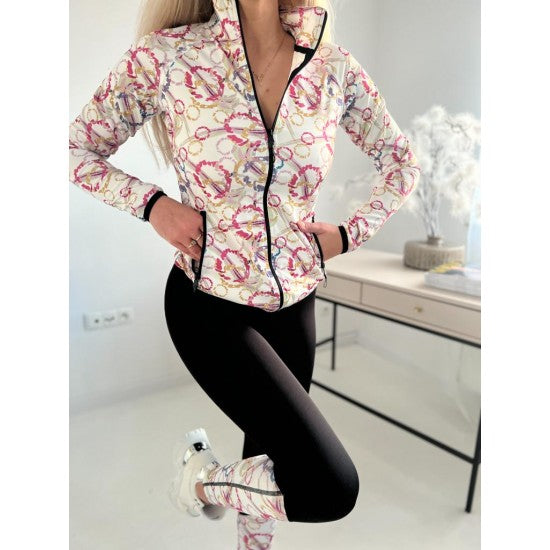 Sports set jacket and leggings Bubble Gum  https://www.toromoda.com/products/womans-sports-set-jacket-and-leggings  Set for sports and yoga !High-waisted leggings and zip-up jacket, two active pockets.Material: polyamide, elastaneThe model is wearing a size S.