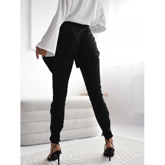 Elegant trousers with a spectacular skirt  https://www.toromoda.com/products/womens-elegant-trousers-with-a-spectacular-skirt  A unique model of trousers with a high waist, fastening with a zip and a button.A spectacular skirt sewn into the side seam.