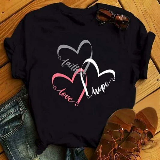 Womens Love Hope Faith t-shirt by ToroModa  https://www.toromoda.com/products/women-s-tshirt-love-hope-faith  Women's T-shirt with round neckline and free cut. The material of the T-shirt is extremely soft and provides maximum comfort during the summer days.