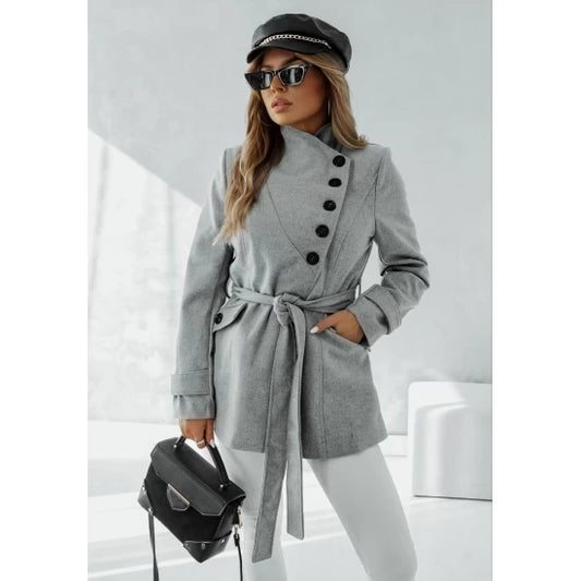Elegant coat with buttons by ToroModa  https://www.toromoda.com/products/womens-elegant-coat-with-buttons-1  Beautiful belted woolen coat, lined, slim fit.Flap pockets, asymmetric fastening, face placket.