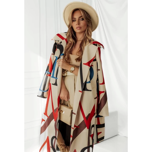 Long women's coat letters by ToroModa  https://www.toromoda.com/products/womens-long-coat  Gorgeous model long coat with impressive print. Fabric: wool, cashmere, polyester Lining: lining Origin: ToroModa Bulgaria