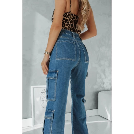 Womens Blue Denim Cargo jeans by ToroModa  https://www.toromoda.com/products/womens-blue-denim-cargo-jeans  Women's straight leg jeans with cargo pockets, zip and button fastening. They are designed to provide a comfortable yet stylish silhouette.