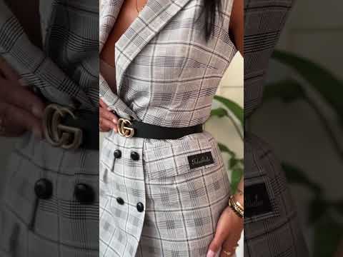 Blazer-Dress Classy in Milano in gray  https://www.toromoda.com/products/womans-blazer-dress-classy-in-milano  "Introducing our stunning plaid jacket-dress, a perfect choice for any occasion. Made from high-quality fabric, this dress is both stylish and comfortable.