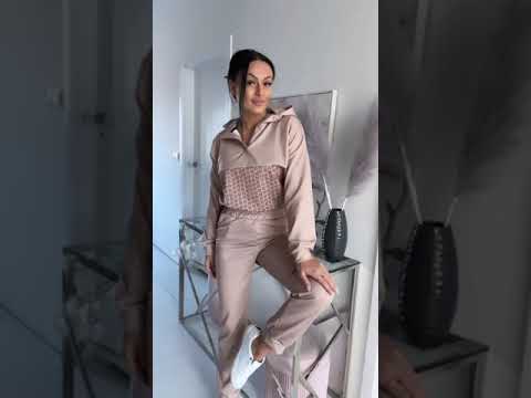 Ladies set Moka in two parts in beige  https://www.toromoda.com/products/womans--set-moka  Two-piece set: hooded and elasticated sweatshirt with hem stoppers and sweatpants with cuffs and side pockets .Material: cotton, polyester, elastane