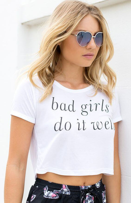 Women's Crop Top Bad girls do it well  https://www.toromoda.com/products/crop-top-bad-girls-do-it-well  Crop Top t-shirt with a round neckline and a loose fit. The material of the t-shirts is extremely soft and provides maximum comfort during summer days.
