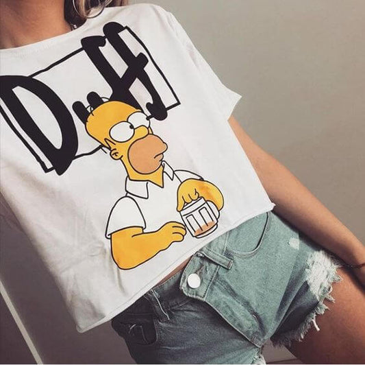 Women's Crop Top Duff Homer- ToroModa  https://www.toromoda.com/products/crop-top-duff-homer  Crop Top t-shirt with a round neckline and a loose fit. The material of the t-shirts is extremely soft and provides maximum comfort during summer days.