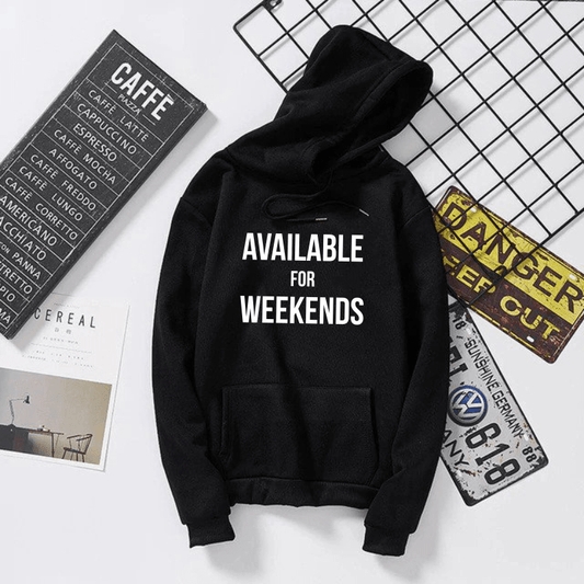 Women's Hoodie Available for Weekends .  https://www.toromoda.com/products/available-for-weekends  The hoodie have light cotton wool on the inside.The hoodie are extremely soft and provide maximum comfort and warmth during winter days.They are made of 100%.