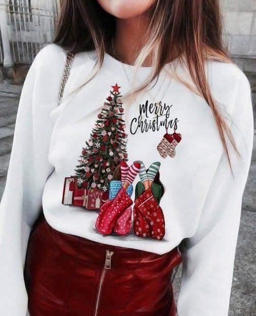 Woman's Blouse Merry Christmas socks and tree  https://www.toromoda.com/products/copy-of-womans-blouse-snowy-mickey  Modern women's blouse with printBlouse with round neckline and free cut. The fabric of the blouse is extremely soft and pleasant. Provides maximum comfort and warmth during winter days. The blouse is quilted.100% cotton
