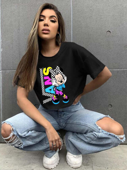Crop Tops Vans Mickey - ToroModa  https://www.toromoda.com/products/crop-tops-vans-mickey  Crop Top t-shirt with a round neckline and a loose fit. The material of the t-shirts is extremely soft and provides maximum comfort during summer days.