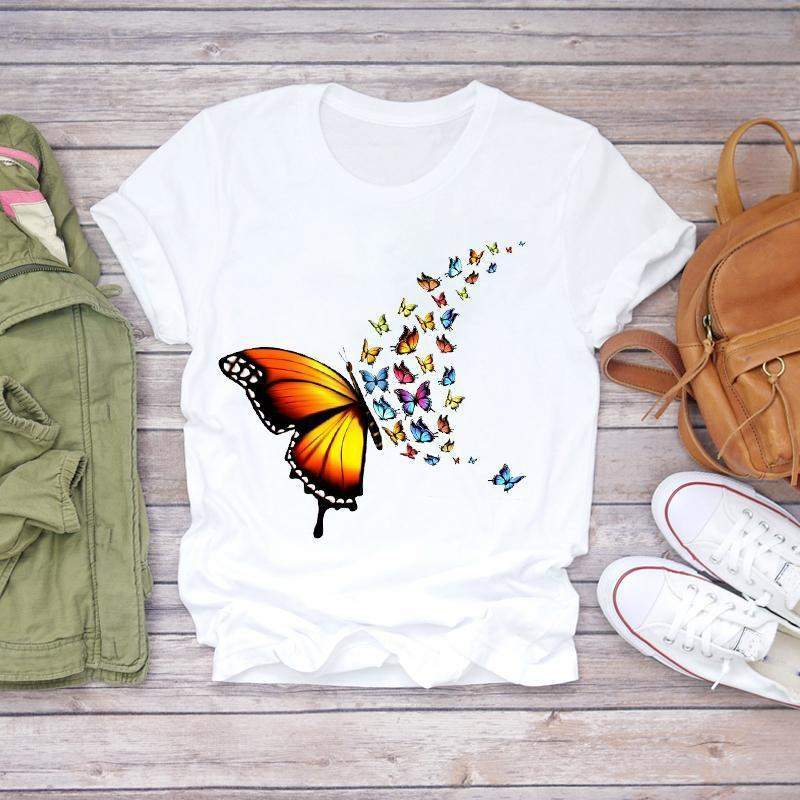 Butterfly color DTG  https://www.toromoda.com/products/t-shirt-butterfly-color  Women's T-shirt with round neckline and free cut. The material of the T-shirt is extremely soft and provides maximum comfort during the summer days. Combines well with elegant, sporty-elegant and casual wear. The t-shirts falls freely on the body.The T-shirt is made of 100% cottonRecommended washing temperature 30 °