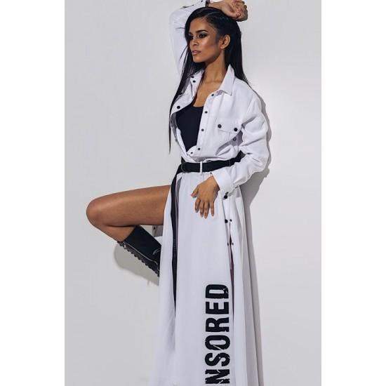 Long dress with belt White  https://www.toromoda.com/products/long-dress-with-belt-white  Not just a dress, but a complete silhouette!Combine with leggings, jeans, shorts, tank top ... The options are countless.Numerous tic-tac buttons, waist of an elastic belt with nuts and a black belt as an accessory.Huge slit at the bottom, sleeves with cuffs and buttons.Fabric: thick cotton with elastaneOrigin: ToroMod…