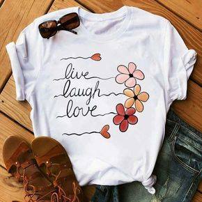 Live Laugh Love DTG  https://www.toromoda.com/products/t-shirt-live-laugh-love  Women's T-shirt with round neckline and free cut. The material of the T-shirt is extremely soft and provides maximum comfort during the summer days. Combines well with elegant, sporty-elegant and casual wear. The t-shirts falls freely on the body.The T-shirt is made of 100% cottonRecommended washing temperature 30 °