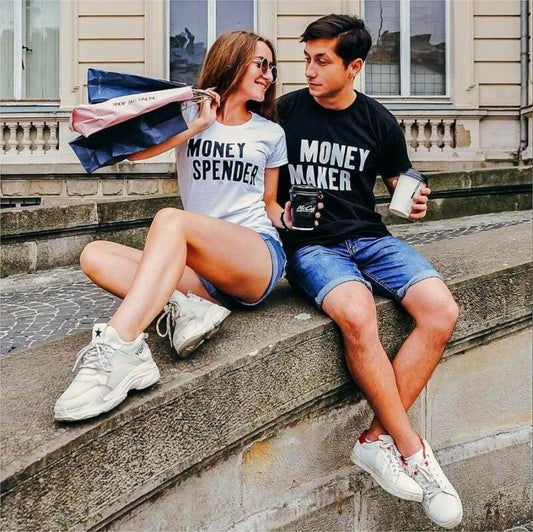 T-shirts for couples Money Maker & Money Spender  https://www.toromoda.com/products/t-shirts-for-couples-money-maker-money-spender  T-shirts with a round neckline and a loose fit. The material of the t-shirts is extremely soft and provides maximum comfort during summer days. 100% cotton
