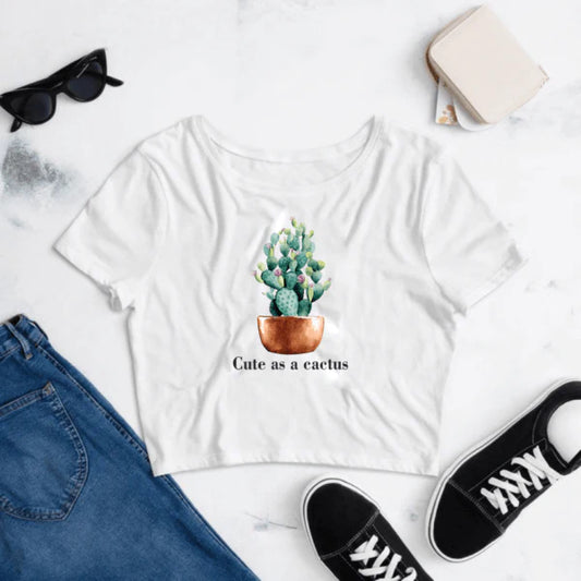 Women's Crop Top Cute as a Cactus  https://www.toromoda.com/products/crop-top-cute-as-a-cactus  Crop Top t-shirt with a round neckline and a loose fit. The material of the t-shirts is extremely soft and provides maximum comfort during summer days.