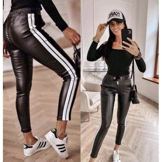 Leather leggings WE  https://www.toromoda.com/products/leather-leggings  Our bestseller made of eco leather, elastic waist and active ties. Suitable for both everyday use and more formal occasions. Combines well with sporty and elegant shoesSizes: from S to XXLFabric: eco leatherOrigin: Bulgaria EU.