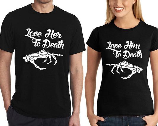 T-shirts for couples Love to death*black  https://www.toromoda.com/products/t-shirts-for-couples-love-to-death-black  T-shirts with a round neckline and a loose fit. The material of the t-shirts is extremely soft and provides maximum comfort during summer days. 100% cotton