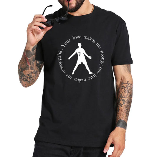 Men's T-Shirt Your love makes me strong  https://www.toromoda.com/products/mens-t-shirt-your-love-makes-me-strong  Men's t-shirt with a round neckline and a loose fit. The material of the T-shirt is extremely soft and provides maximum comfort during summer days.100% cotton