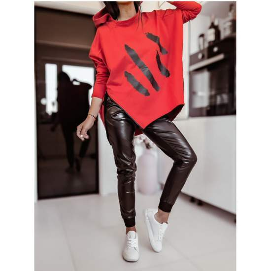 Abstract print Sweater  https://www.toromoda.com/products/red-sweater  Abstract print Sweater Oversized tunic ,soft cotton , abstract painting in front , low high , pullover , bottom side zips, hoodie. Fabric: cotton and elastane