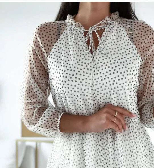 Women's Retro dotted tulle - ToroModa  https://www.toromoda.com/products/womens-retro-dotted-tulle  💚COMFORT - These Retro Polka Dots Shirts for women is composed of High quality breathable fabric thereby forming a soft and skin-friendly top with...