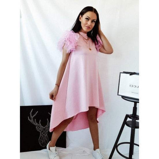 Women's Dress Tunic with tulle Pink  https://www.toromoda.com/products/womens-tunic-pink  Women's Tunic dress with tulle on the sleeves, long back in pink. Fabric: cotton with elastane Made in Bulgaria