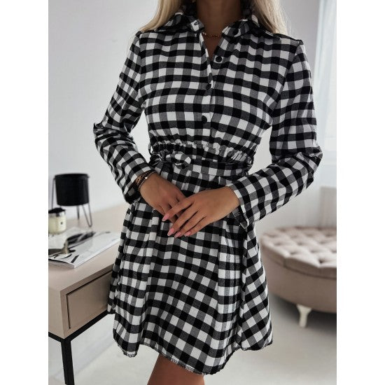 Shirt-dress in Plaid with a belt