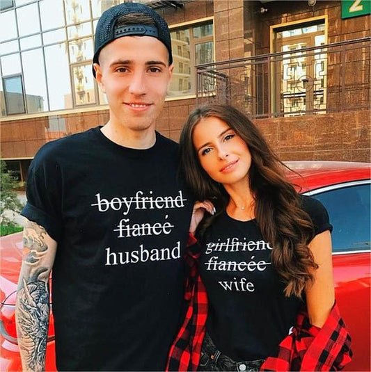 T-shirts for couples Husband & Wife*black  https://www.toromoda.com/products/t-shirts-for-couples-husband-wife-black  T-shirts with a round neckline and a loose fit. The material of the t-shirts is extremely soft and provides maximum comfort during summer days. 100% cotton