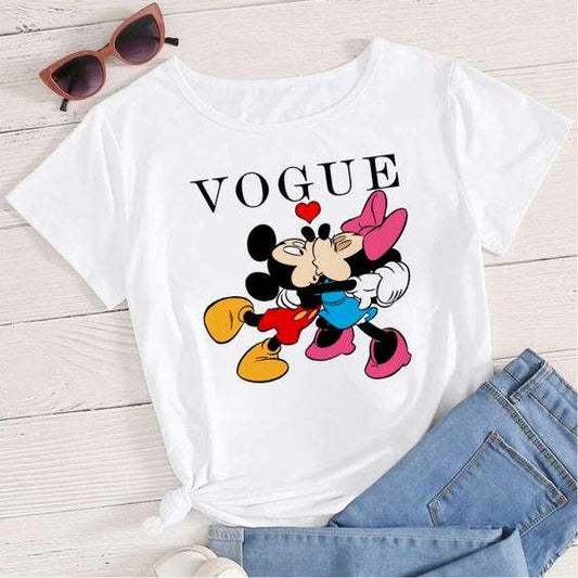 Women's T-shirt Minnie and Mickey Kiss - ToroModa  https://www.toromoda.com/products/womens-t-shirt-minnie-and-mickey-kiss  Women's T-shirt with round neckline and free cut. The material of the T-shirt is extremely soft and provides maximum comfort during the summer days. Combines...