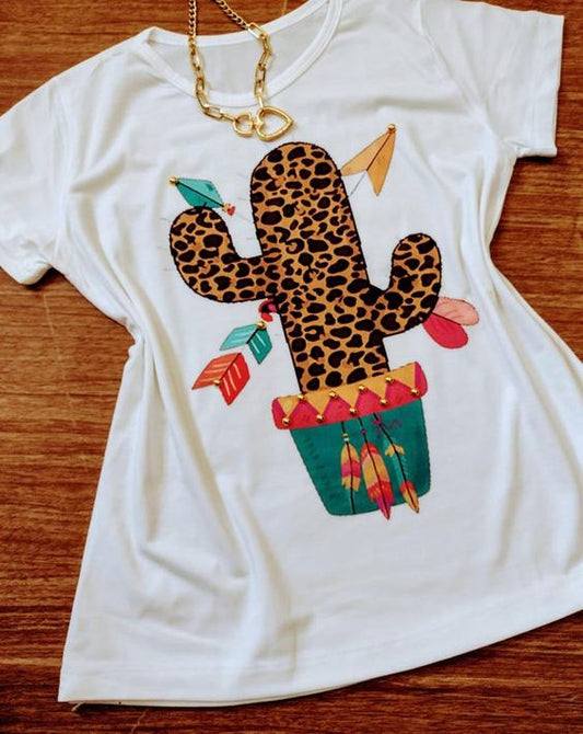 Women's T-Shirt Leopard Heart in white  https://www.toromoda.com/products/womens-tshirt-boho-cactus  Women's T-shirt with round neckline and free cut. Combines well with elegant, sporty-elegant and casual wear. The t-shirts falls freely on the body.