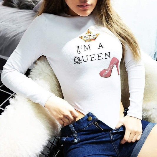 Women's bodysuit I’m a queen - ToroModa  https://www.toromoda.com/products/womens-bodysuit-i-m-a-queen  Warm and comfortable Round Collar Long Sleeve women's bodysuit - long-sleeved bikini. Made of high quality 92% combed cotton and 8% lycra...