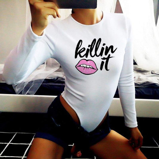 Women's bodysuit Killin it lips - ToroModa  https://www.toromoda.com/products/womens-bodysuit-killin-it-lips  Warm and comfortable Round Collar Long Sleeve women's bodysuit - long-sleeved bikini. Made of high quality 92% combed cotton and 8% lycra...