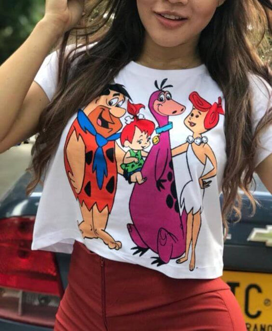 Women's Crop Top The Flintstones  https://www.toromoda.com/products/crop-top-the-flintstones  Crop Top t-shirt with a round neckline and a loose fit. The material of the t-shirts is extremely soft and provides maximum comfort during summer days.