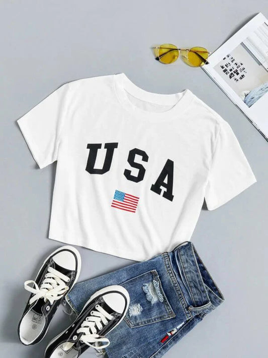 Women's Crop Top USA - ToroModa  https://www.toromoda.com/products/crop-top-usa  Crop Top t-shirt with a round neckline and a loose fit. The material of the t-shirts is extremely soft and provides maximum comfort during summer days.