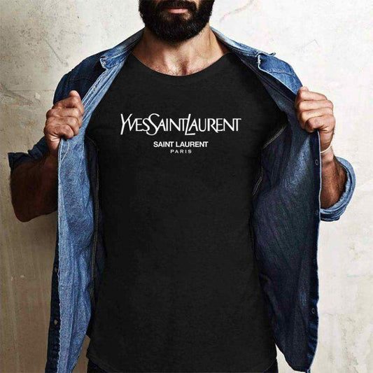Men's T-Shirt YSL Paris- ToroModa  https://www.toromoda.com/products/mens-t-shirt-ysl-paris  Men's t-shirt with a round neckline and a loose fit. The material of the T-shirt is extremely soft and provides maximum comfort during summer days.100% cotton