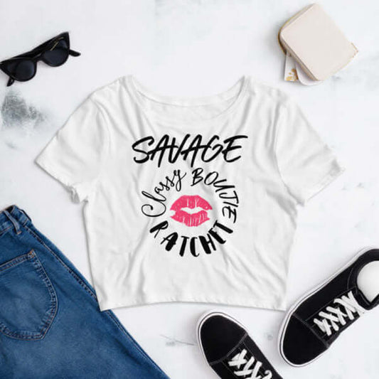 Women's Crop Top Savage - ToroModa  https://www.toromoda.com/products/crop-top-savage  Crop Top t-shirt with a round neckline and a loose fit. The material of the t-shirts is extremely soft and provides maximum comfort during summer days.