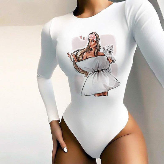 Women's bodysuit Dog Woman - ToroModa  https://www.toromoda.com/products/womens-bodysuit-dog-woman  Warm and comfortable Round Collar Long Sleeve women's bodysuit - long-sleeved bikini. Made of high quality 92% combed cotton and 8% lycra...
