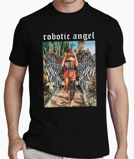 Men's T-Shirt Robotic Angel - ToroModa  https://www.toromoda.com/products/mens-t-shirt-robotic-angel  Men's t-shirt with a round neckline and a loose fit. The material of the T-shirt is extremely soft and provides maximum comfort during summer days. 100% cotton
